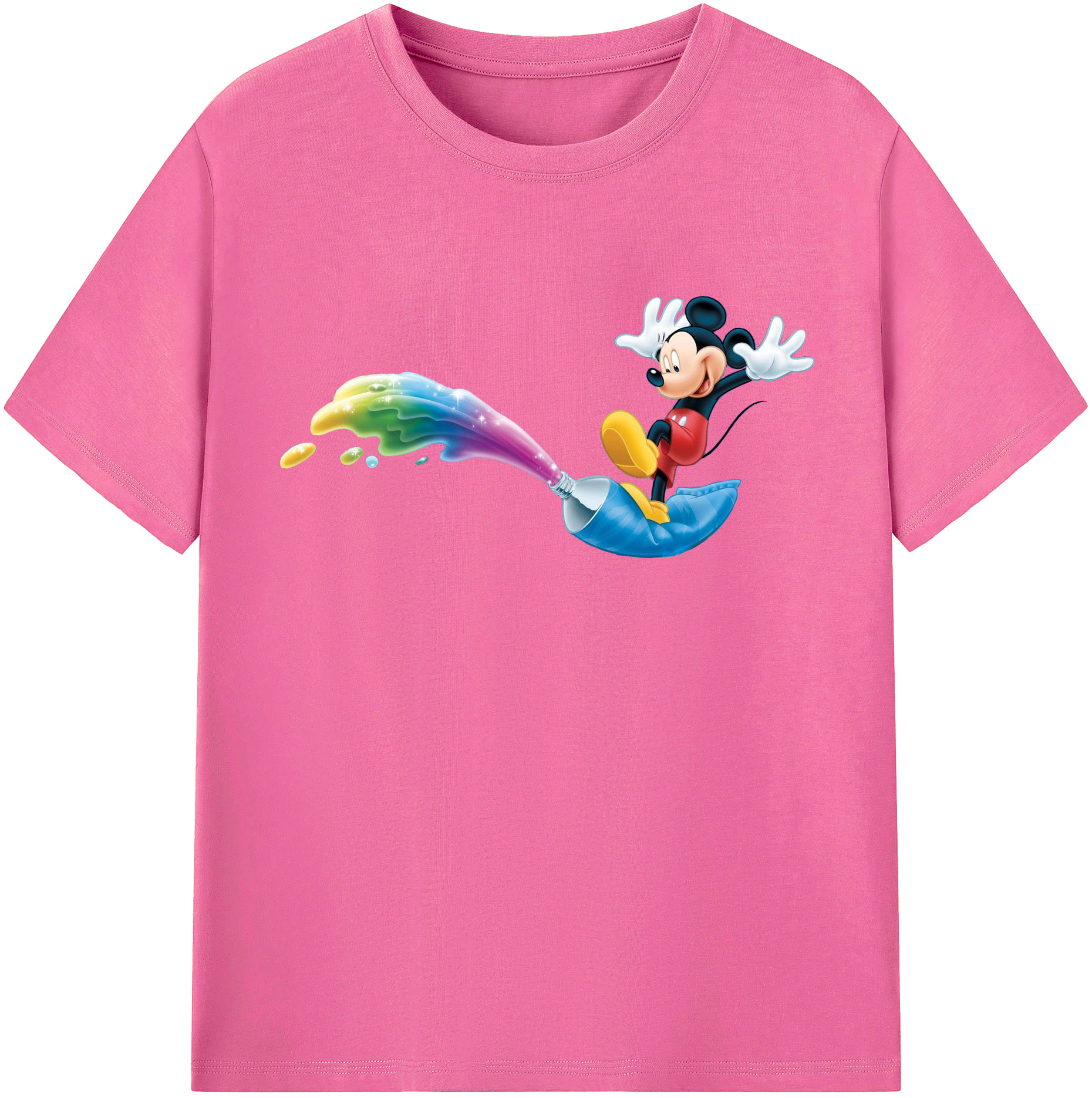 （画像用） ミッキーマウス Mickey Mouse レディースカジュアルプリントTシャツ（綿100％）